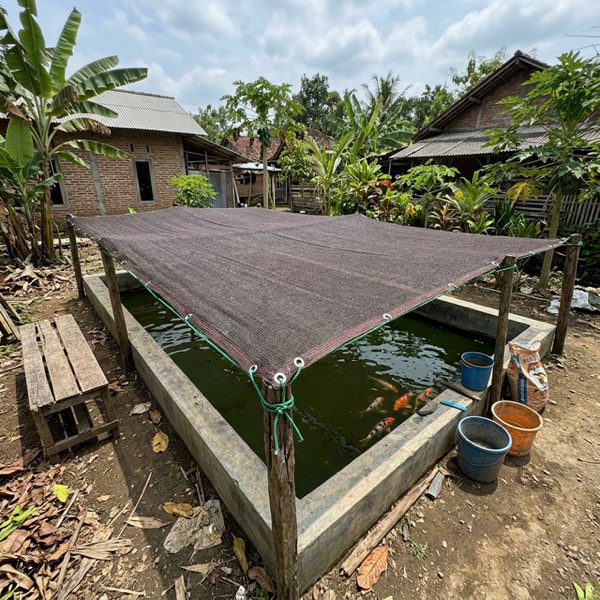 Paranet lembaran coklat untuk kolam ikan